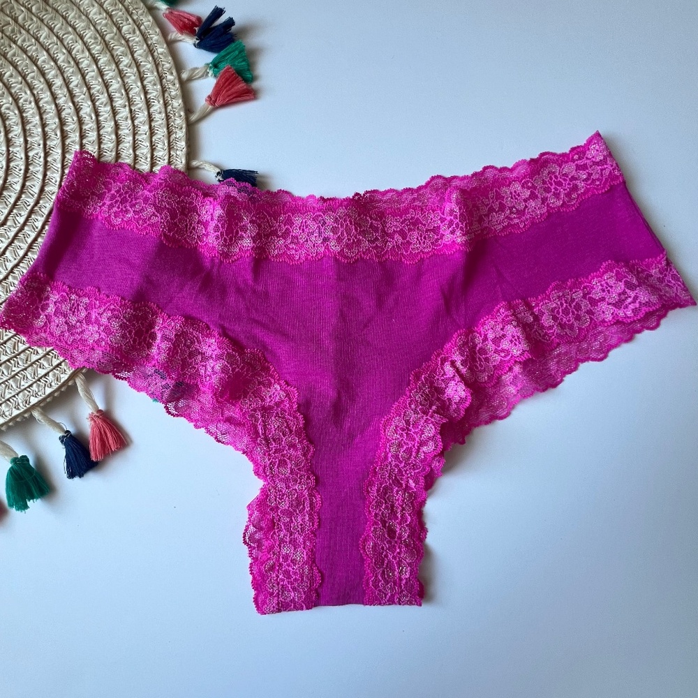 Victoria's Secret Lace Waist Cheeky Panty Pink Large NEW